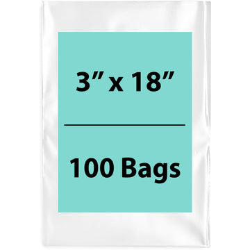 Clear Poly Bags 3"x 18" 1.5 Mil 100 Bags